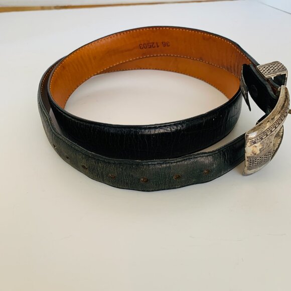 UNISEX BELT ONYX by BRIGHTON BLACK LEATHER STITCHED TWO SIDES Waist 36 - Picture 9 of 9